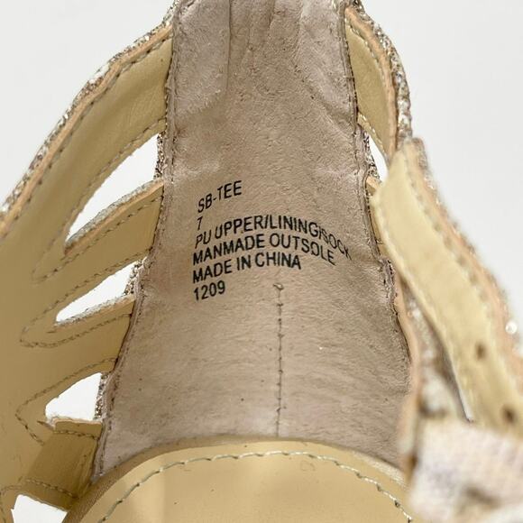 Blue by Betsey Johnson Tee Dress Sandals Womens 7 Champagne Glitter Heels - Picture 7 of 8